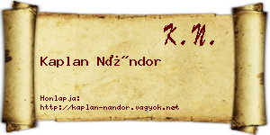Kaplan Nándor névjegykártya